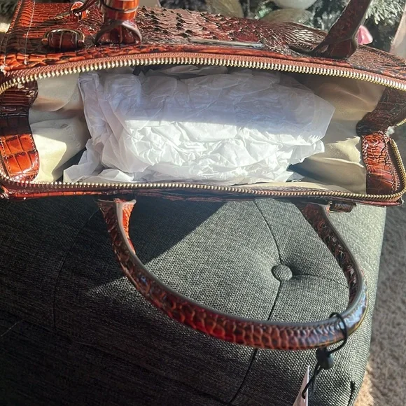 Brahmin Pecan Croc-Embossed Satchel - Picture 11 of 12